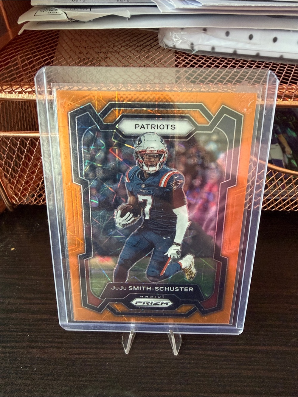 Panini Orange Prizm Patriots Football Card
